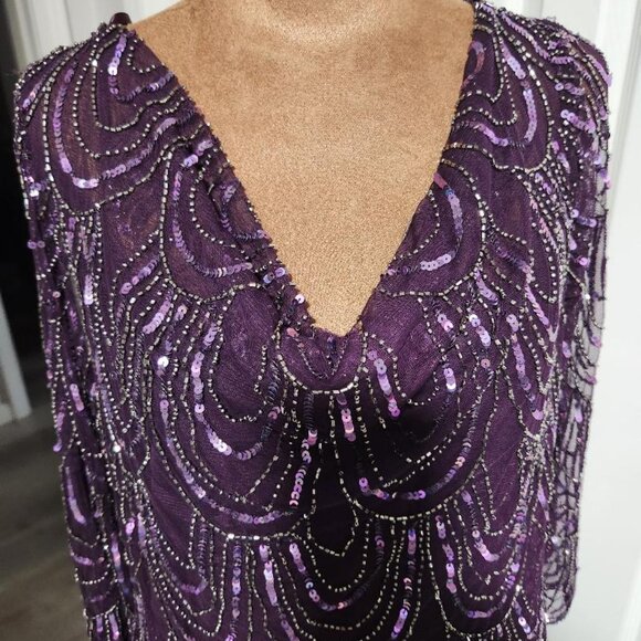 J Kara Womens Petite 3/4 Sleeve Beaded Formal Dress Sz 18 - Picture 5 of 9